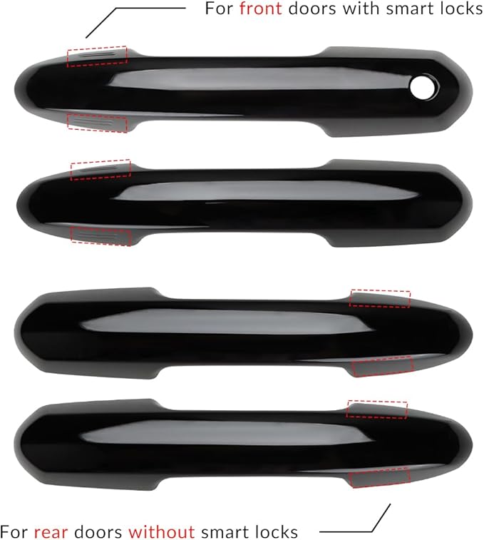 DLOVEG Upgraded Snap-on Door Handle Cover Compatible for 2019-2024 2025 Toyota Rav4 Accessories for Highlander 2020-2024 2025 No Adhesive Black Handle Protectors Glossy Black