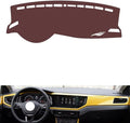 Leather Dashboard Cover Compatible with VW Polo Plus 2019-2024,Dash Board Cover mat Anti-Slip Sun-Proof and dust-Proof(Brown)