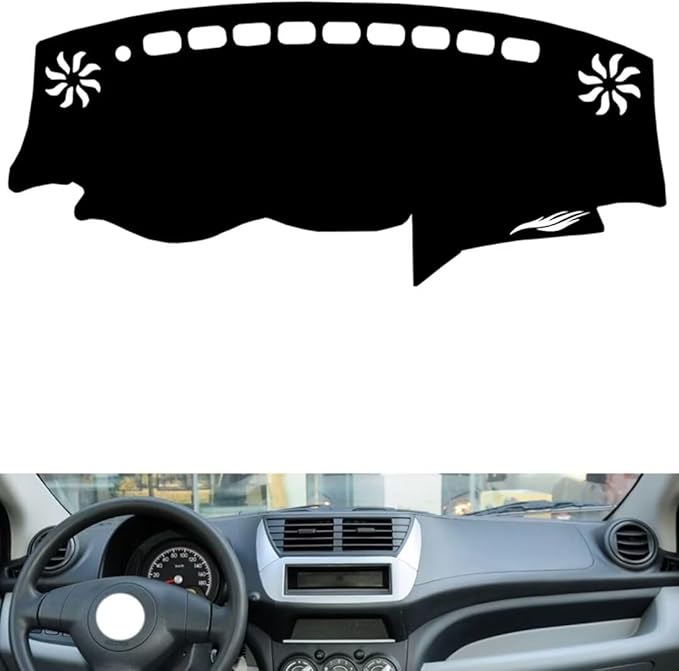 leather dashboard cover Compatible with Suzuki NEW Alto (No tachometer 2009-2016，dash cover（black）