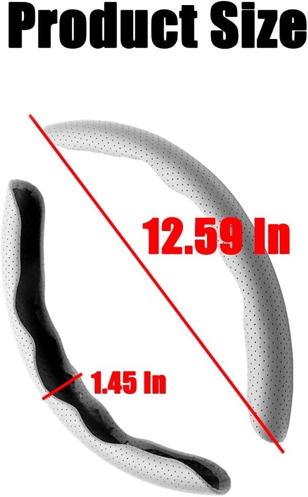 LoyaForba Car Steering Wheel Cover, Universal 15 Inch Leather Segmented Auto Steering Wheel Protector, Anti-Slip and Soft Breathable, Car Interior Accessories for Most Vehicle, SUV, Truck (White)