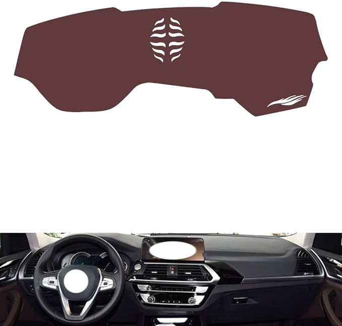 Leather Dashboard Cover Compatible with BMW X3/X4/iX3 (NO HUD 2018-2023,Dash Board Cover mat Anti-Slip Sun-Proof and dust-Proof(Brown)