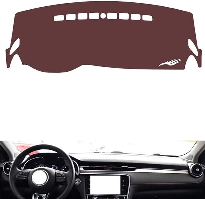 Leather Dashboard Cover Compatible with MG MG6 2017-2023,Dash Board Cover mat Anti-Slip Sun-Proof and dust-Proof(Brown)
