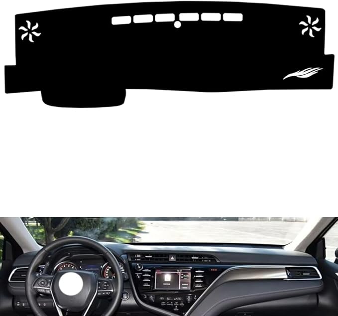 leather dashboard cover Compatible with Toyota Camry（NO HUD） 2018-2019，dash cover（black）