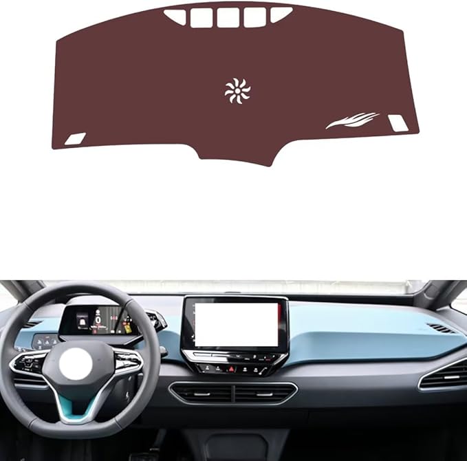 Leather Dashboard Cover Compatible with VW ID.3 (NO HUD，Dash Cover, Non-Slip Dash Cover, Dash mat Dashboard Cover, Interior Dash Covers
