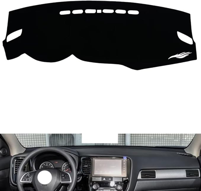 leather dashboard cover Compatible with Mitsubishi Outlander 2013-2021，dash cover（black）