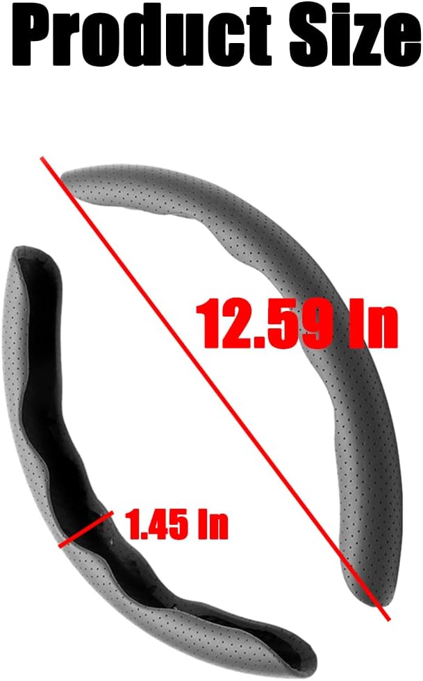 LoyaForba Car Steering Wheel Cover, Universal 15 Inch Leather Segmented Auto Steering Wheel Protector, Anti-Slip and Soft Breathable, Car Interior Accessories for Most Vehicle, SUV, Truck (Gray)