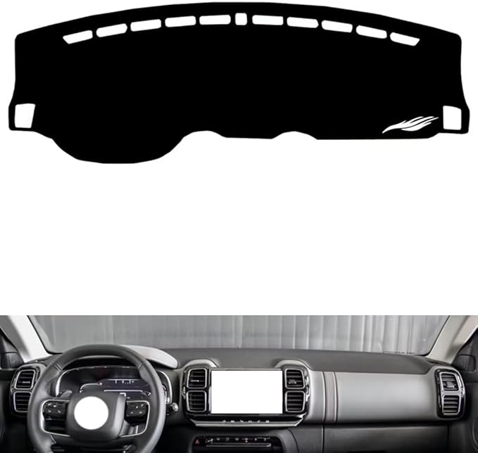 leather dashboard cover Compatible with Citroen C5 AIRCROSS 2017-2020，dash cover（black）