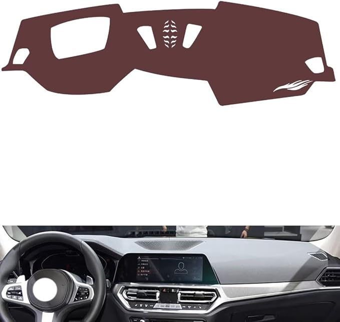 Leather Dashboard Cover Compatible with BMW 4 Series (HUD 2021-2022,Dash Board Cover mat Anti-Slip Sun-Proof and dust-Proof(Brown)