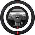 14 inch Suede Steering Wheel Cover,Compatible with Tesla Model 3 Model Y Suede Leather Sport Non-Slip Wheel Cover Car Interior Accessories 14-14 1/4 inch for Man and Women