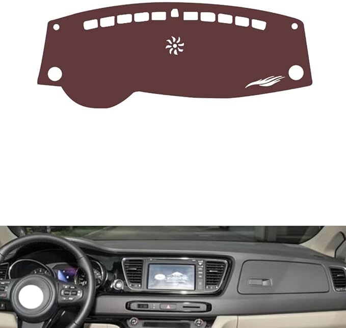 Leather Dashboard Cover Compatible with KIA Sedona 2015-2021,Dash Board Cover mat Anti-Slip Sun-Proof and dust-Proof(Brown)