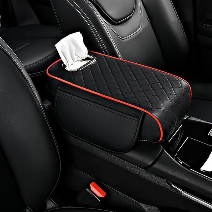 Car Armrest Cushion for Mercedes Benz GLS 320 350d 400d 450 550 580 600/AMG 63, 3 in 1 Center Console Pad with Storage Bags,Tissue Box, Memory Foam Auto Armrest Storage Box Protector