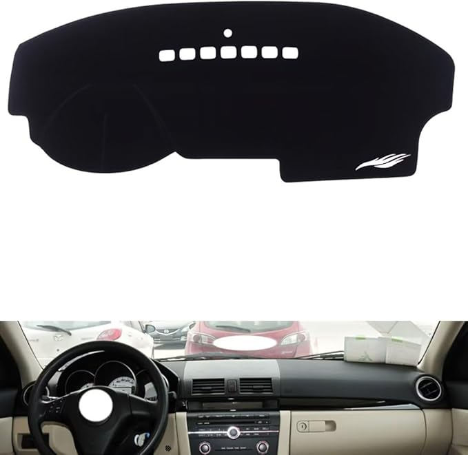 leather dashboard cover Compatible with Mazda 3 2006-2012，dash cover（black）