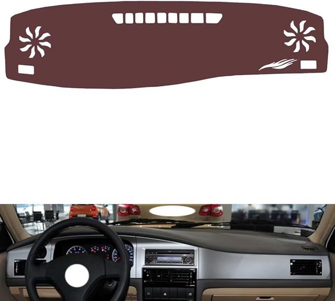 Leather Dashboard Cover Compatible with VW Santana Vista（air Outlet） 2004-2010,Dash Board Cover mat Anti-Slip Sun-Proof and dust-Proof(Brown)
