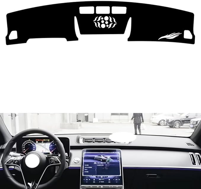 leather dashboard cover Compatible with Mercedes S Class (NO HUD 2021-2024，dash cover（black）