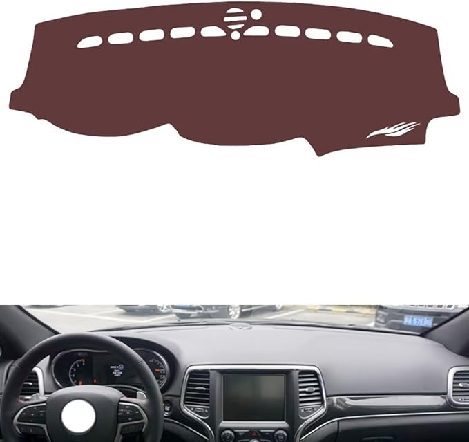 generic leather dashboard cover Compatible with JEEP Grand Cherokee 2011-2021，dash cover, Non-Slip Dash Cover, Dash mat Dashboard Cover, Interior Dash Covers, brown