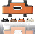 3-in-1 Car Backseat Organizer with Cup Holder, Tissue Box, Trash Bin & Hooks,Multifunctional Back Seat Car Organizer for Hold Phones,Snacks,Drinks,and Handbags (Orange)