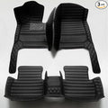 KaiLaiCarCustom Automotive Car Floor Mats for 99.99% Sedan SUV Sports Car Men Women Protection Full Coverage Pads Anti-Slip Leather Floor Lining (Black Diamond + Black Strip, D- Diamond + Strip)