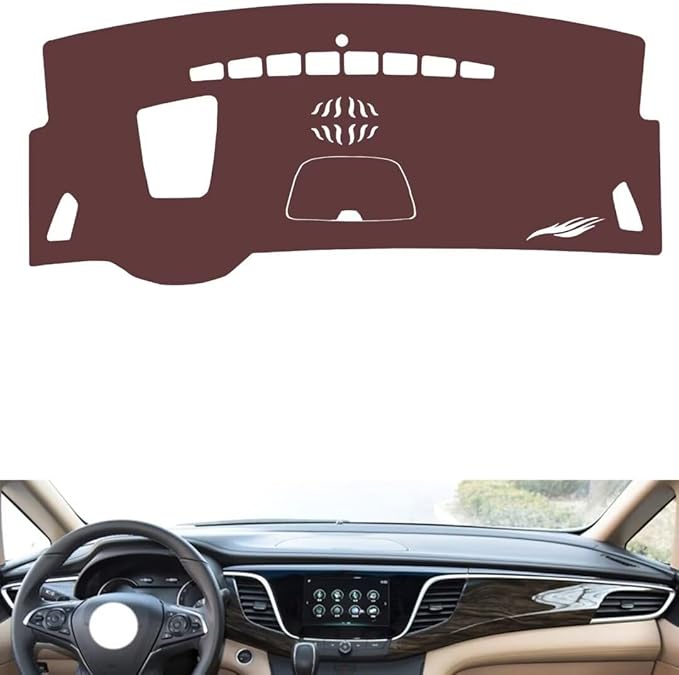 Leather Dashboard Cover Compatible with Buick GL8 ES 28T（HUD） 2017-2018,Dash Board Cover mat Anti-Slip Sun-Proof and dust-Proof(Brown)
