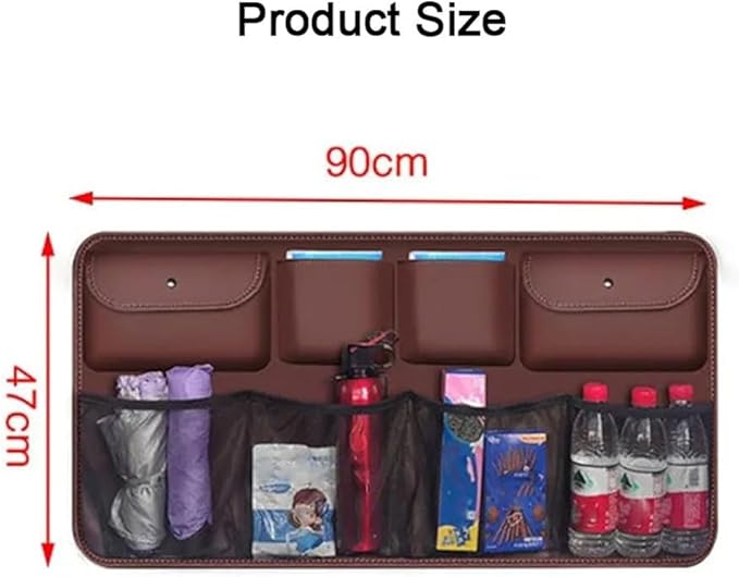 Trunk Organizer for Volvo XC90 XC70 XC60 XC40 V90 V70 V60 V40, Vehicle Hanging Back Seat Boot Bag Car Leather Cargo Storage Bags Waterproof Multifunction Accessories,E/Beige