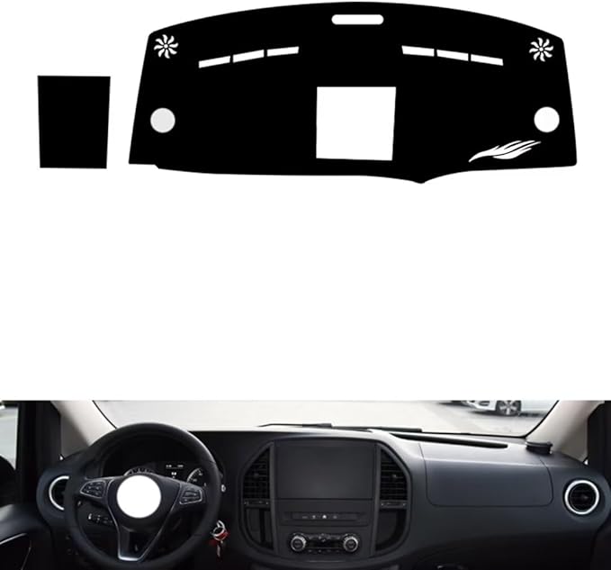 leather dashboard cover Compatible with Mercedes Vito 2016-2023，dash cover（black）