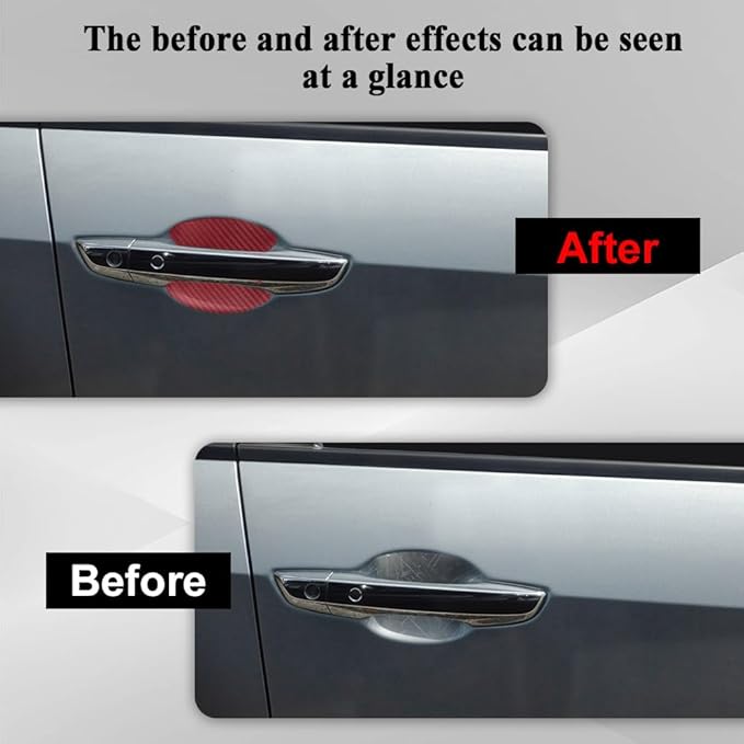 4PCS Car Door Handle Cup Scratch Protector, Car Door Handle Sticker, Scratch Auto Door Protective Film, Car Accessories Car Door Handle Protective Films Universal for Cars (Red, 4PCS)