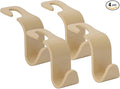 Soleebee 4 Pack Car Headrest Hooks - Universal Auto Hooks for Back Seat Hangers, Storage Organizer (Beige)