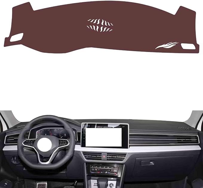 generic leather dashboard cover Compatible with VW Compatible with TIGUAN L (speakers 2022-2024，dash cover, Non-Slip Dash Cover, Dash mat Dashboard Cover, Interior Dash Covers, brown