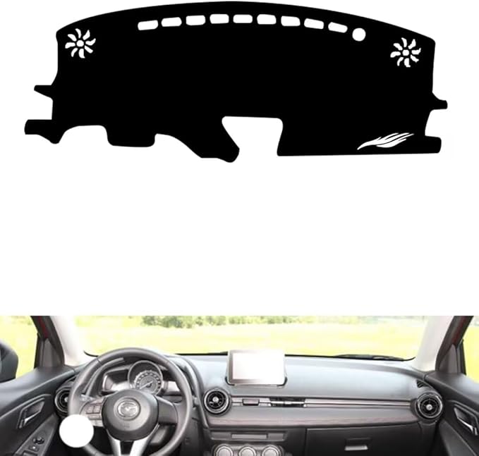 leather dashboard cover Compatible with Mazda 2 2015-2018，dash cover（black）