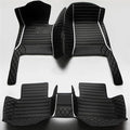 Custom Waterproof Leather Car Floor Mats Fit for Most Car SUV Truck & Sportscar All Weather Protection Vehicles (Black+White bar)