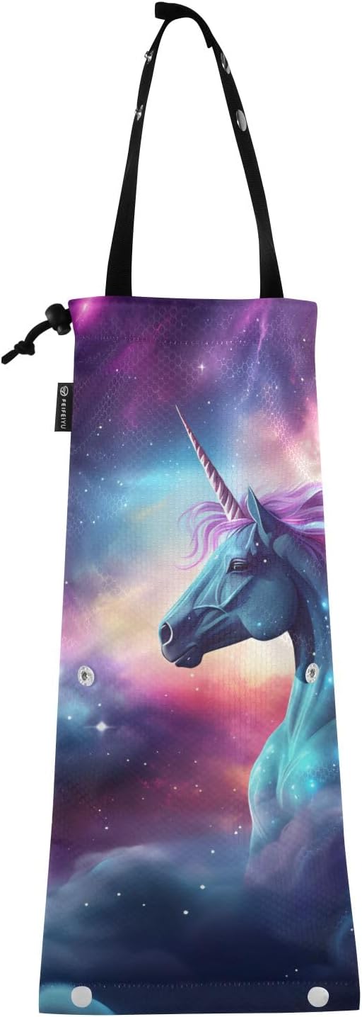 ALAZA Hanging Car Trash Bags Garbage Bag Trash Can for Back Seat Small Unicorn Galaxy Washable Storage Bag Retractable 2 Pack