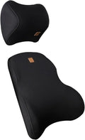 Car Driver Pillow Lumbar Support Back Cushion Fit for Seat Neck Pillow Washable Pillow Cushion(1 Set Black)