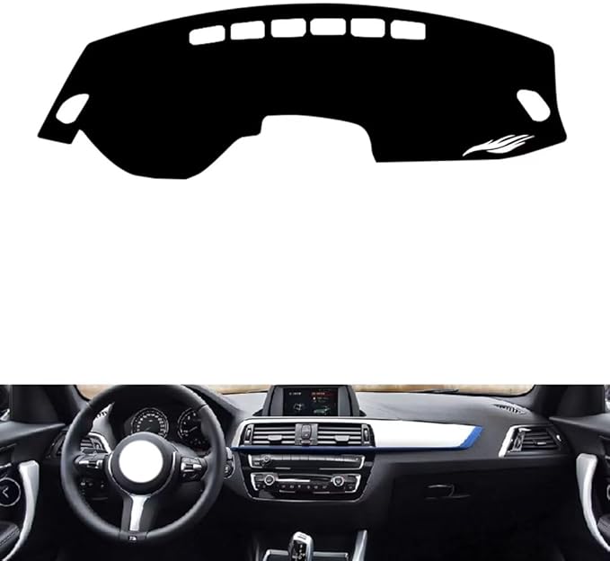 leather dashboard cover Compatible with BMW 1 series-No speaker 2018-2020，dash cover（black）