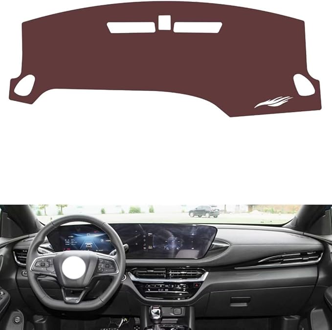 Leather Dashboard Cover Compatible with Buick envista（ NO HUD）,Dash Board Cover mat Anti-Slip Sun-Proof and dust-Proof(Brown)