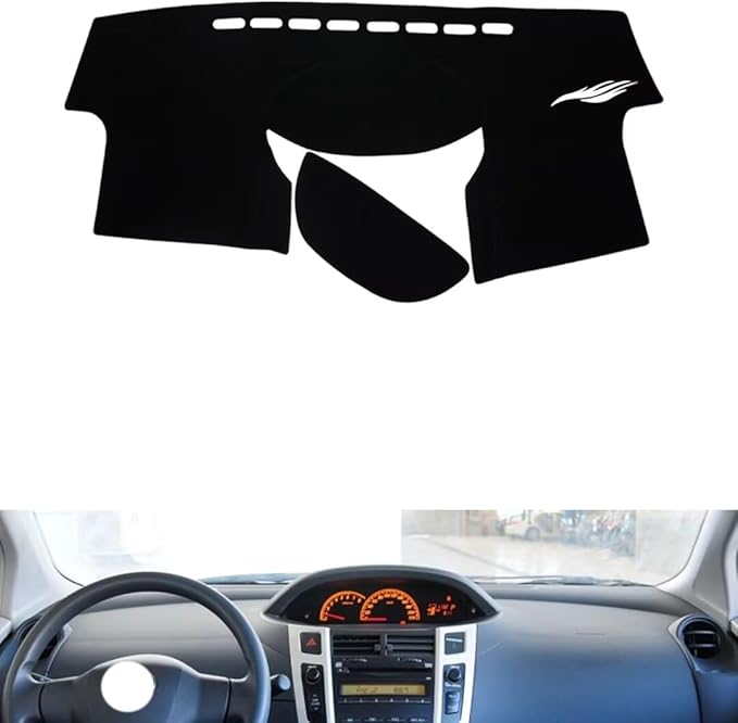 leather dashboard cover Compatible with Toyota YARIS 2008-2011，dash cover（black）