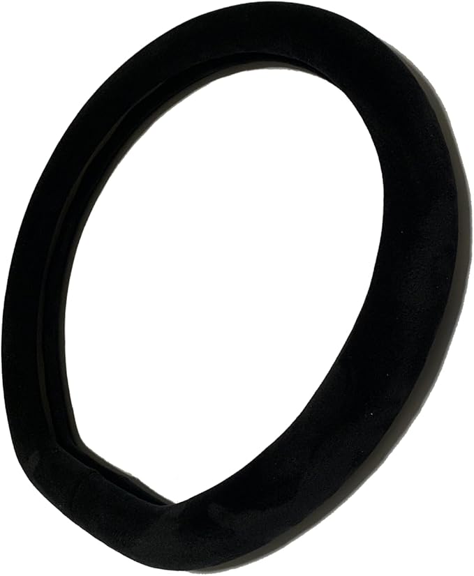 D Shape Fluffy Steering Wheel Cover, Short Plush Auto Accessories for Men and Women with Inner Ring Universal 15 Inch (D-Shape Black)