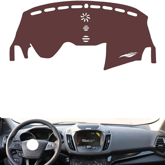 Leather Dashboard Cover Compatible with Ford Kuga（Speakers） 2019，Dash Cover, Non-Slip Dash Cover, Dash mat Dashboard Cover, Interior Dash Covers