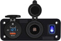 QC3.0 PD Dual USB Fast Charger Socket Multi Port Panel Cigarette Lighter Splitter with Voltmeter Switch for Car Motorcycle Boat(Blue Light)