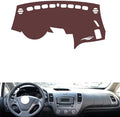 Leather Dashboard Cover Compatible with KIA K3 2013-2017,Dash Board Cover mat Anti-Slip Sun-Proof and dust-Proof(Brown)