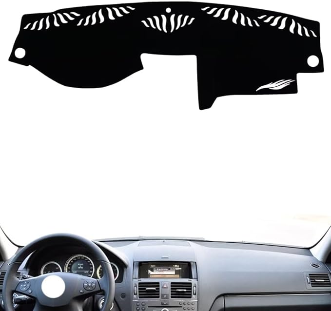 leather dashboard cover Compatible with Mercedes C Class 2008-2010，dash cover（black）