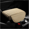 Car Center Console Cover, 12.6"×8.7" Waterproof Leather Auto Armrest Box Protector Elbow Pillow with Storage Pocket, Comfortable Memory Foam Arm Rest Box Cushion Pad, Car Accessories (Beige)