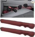 2PCS Leather Car Seat Gap Filler, No-Drop Seat Side Gap Plug Crevice Blocker with Securing Strap, Elastic Filler Block The Gap Between Seats & Console for Truck SUV Sedan (Wine Red)