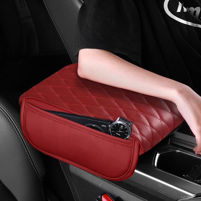 Universal Car Armrest Pad for Lexus RX|RX AL30 AL20 AL10 XU30 RX 450 350 200 270 Leather Armrest Box Center Console Cover Pad Waterproof Arm Rest Protector Decor Accessories,Red01