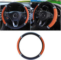 Bling Soft Leather Steering Wheel Cover, 15 Inch Colorful Rhinestones Auto Elastic Protector with Crystal Diamond for Women Girls, Car Accessories for Most Cars, SUVs (Orange)