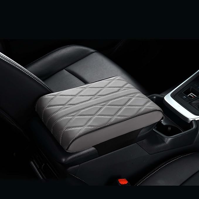 Car Center Console Cover for Hyundai Santa Fe 2000-2025 DM/NC,Armrest Box Mat,Car Armrest Box Pad,Center Console Cushion,Leather Car Armrest Box Pad,Scratch Resistant,Comfort Elbow,D-Grey