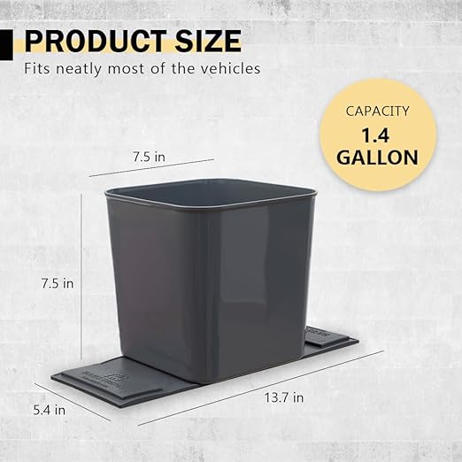 HAUSSIMPLE Car Trash Can 1.4 Gallon with Stability Flap & Magic Strips — No-Tip Leakproof Car Garbage Bin for Car Floor, Mats, Front or Back Seat, SUV, Truck, Van, Vehicle Interior Organizer (Gray)