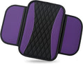 Car Center Console Cover, Upgraded Patchwork Leather Arm Rest Cover with Side Storage Pockets, Comfortable Auto Armrest Protector Cushion, Universal Middle Console Pad for SUV, Sedan (Purple)