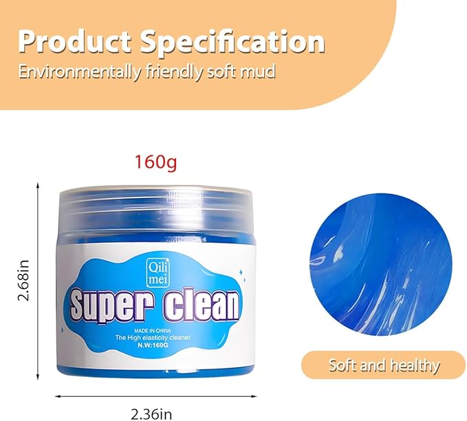Car Cleaning Gel, Reusable Vehicle Air Vent Crevice Detailing Putty, Automotive Interior Detail Slime Cleaner Removal Tool Kit Accessories, Universal for SUV, Sedan, Truck (Blue)