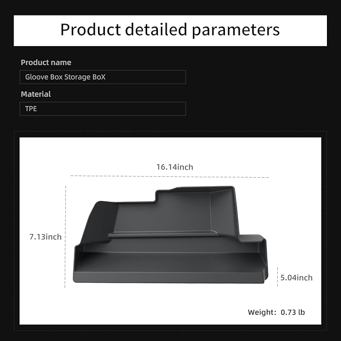 LUCKEASY Glove Organizer for Tesla Model Y Juniper 2025 2026 Glove Box Storage Box Tray Organizer Accessories TPE Storage Tray Black