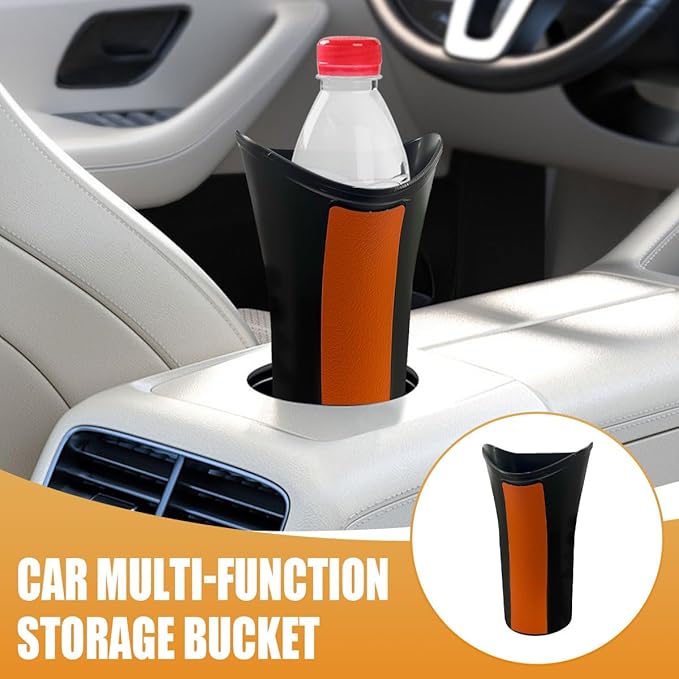 Car Umbrella Storage Bucket, Waterproof & Leakproof Auto Front Back Seat Door Umbrella Storage Hanging Holder, Portable Vehicle Center Console Armrest Trash Can for Home, Office(Orange)