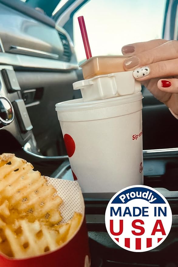 4 Pack Stay Saucy Dipping Sauce Holders for Car – Cup & Straw Mount Clips for Stanley Tumblers – French Fry & Nugget Condiment Clip – Ketchup & Ranch | Made in USA